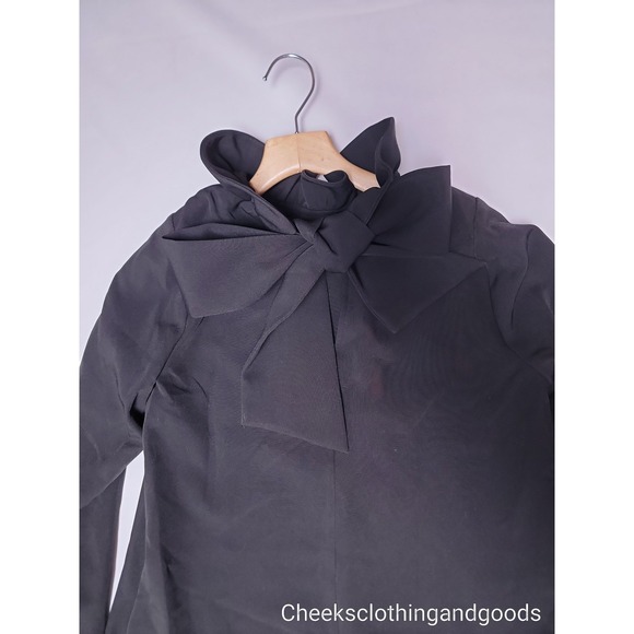 Tuckernuck Black Daphne Dress Ruffle Bow Tie Back Detail Pockets size MEDIUM - Picture 5 of 11